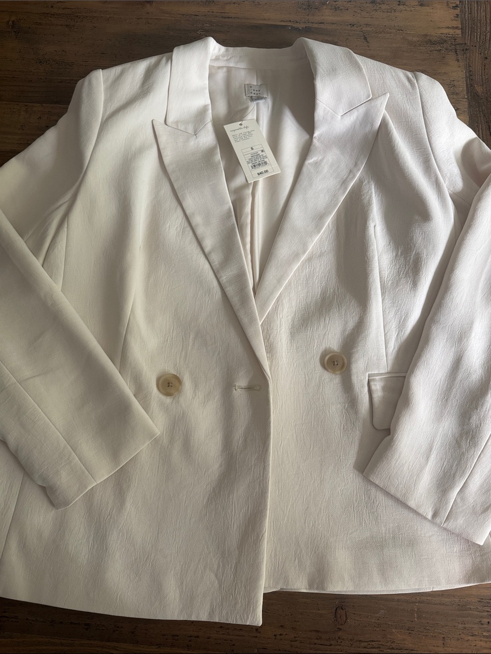 a new day Cream Double-Breasted Blazer